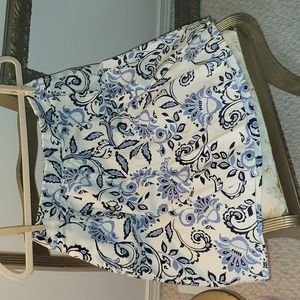 Ann Taylor Loft Size 00 Blue Floral Linen Skirt With Pockets